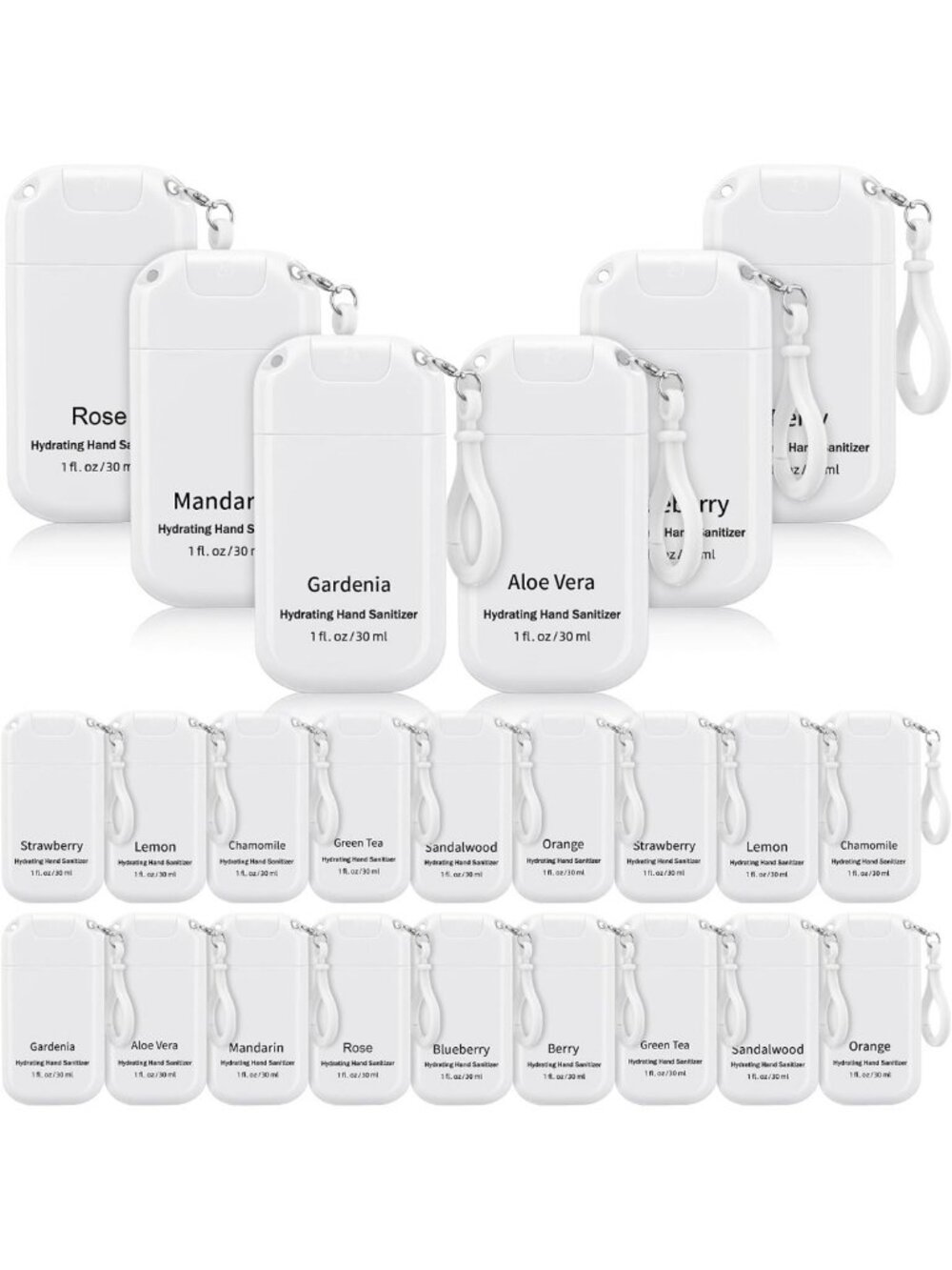 Cute Spray Hand Sanitizer Keychain - 24 Pack, Fresh Scent, Perfect for Backpacks
